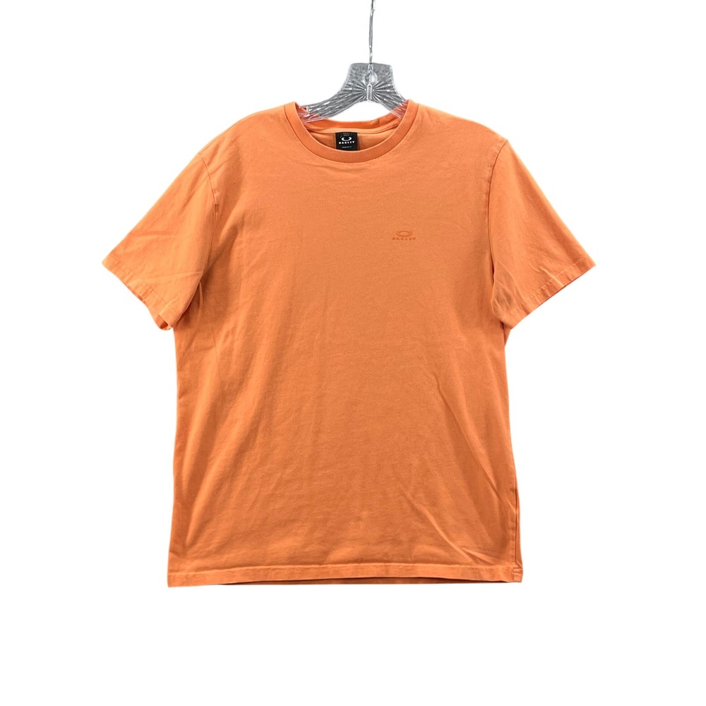 Oakley T-Shirt Mens Small Orange Short Sleeve Logo Regular Fit Sportswear Tee